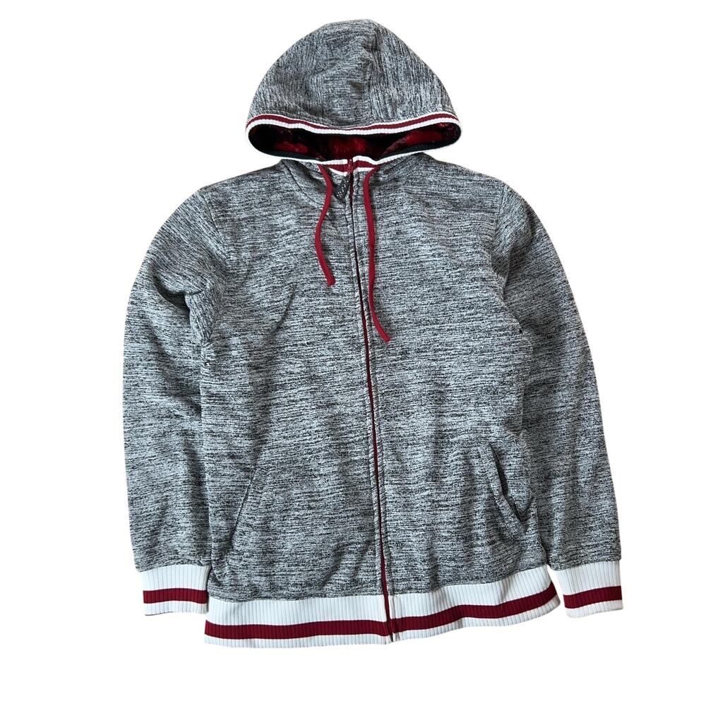 POOK Sweater Unisex M Gray Full Zip Hooded Lined Faux Fur Insulated Pockets